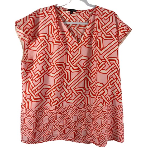 The Limited Tops - The Limited XL Orange Blouse Women Top Shirt Geometric Pattern Lined Modern
